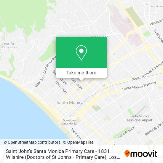 Saint John's Santa Monica Primary Care - 1831 Wilshire (Doctors of St John's - Primary Care) map