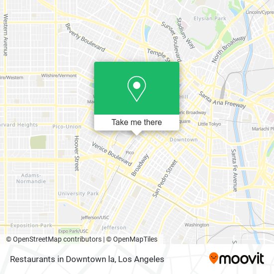 Mapa de Restaurants in Downtown la