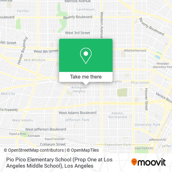 Mapa de Pio Pico Elementary School (Prop One at Los Angeles Middle School)