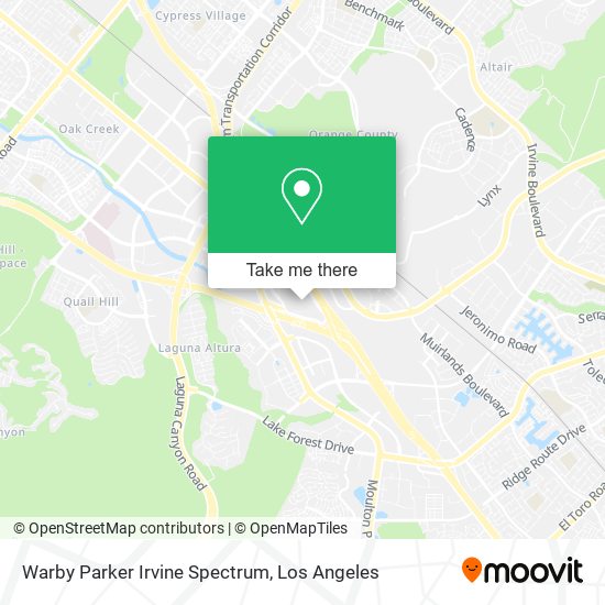 Mapa de Warby Parker Irvine Spectrum