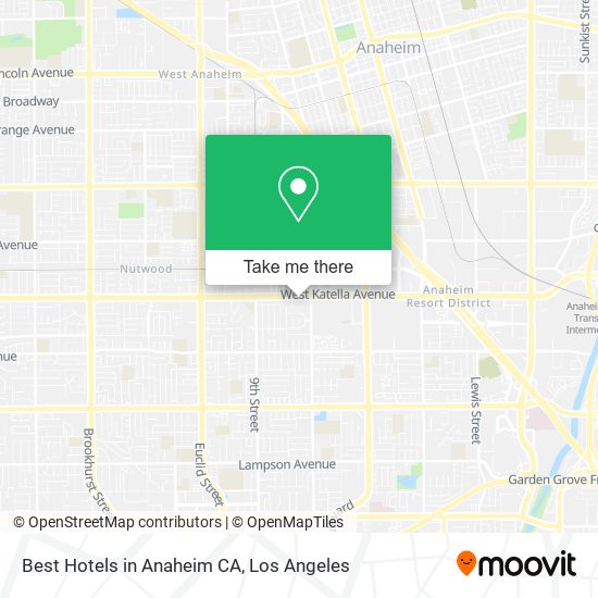 Mapa de Best Hotels in Anaheim CA