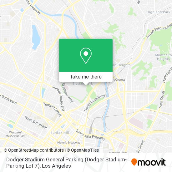 Mapa de Dodger Stadium General Parking (Dodger Stadium-Parking Lot 7)
