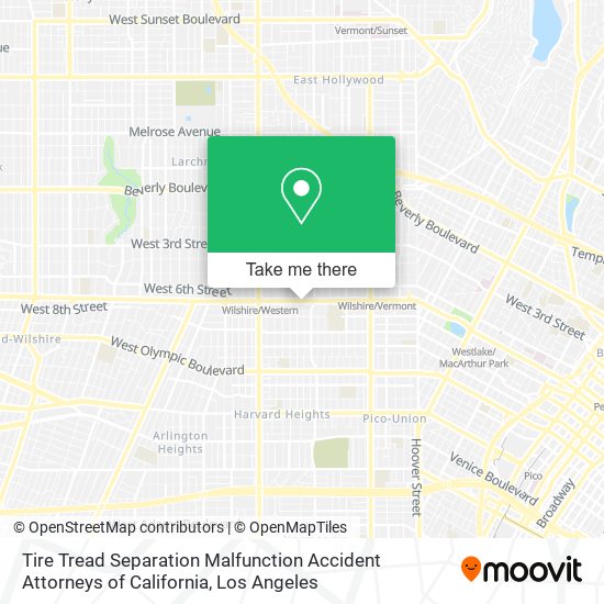 Mapa de Tire Tread Separation Malfunction Accident Attorneys of California