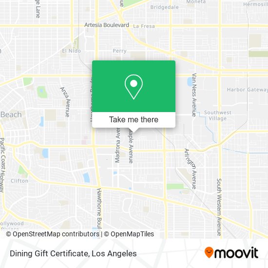 Dining Gift Certificate map
