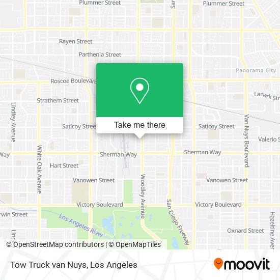 Tow Truck van Nuys map