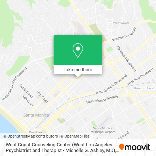 Mapa de West Coast Counseling Center (West Los Angeles Psychiatrist and Therapist - Michelle G. Ashley, MD)