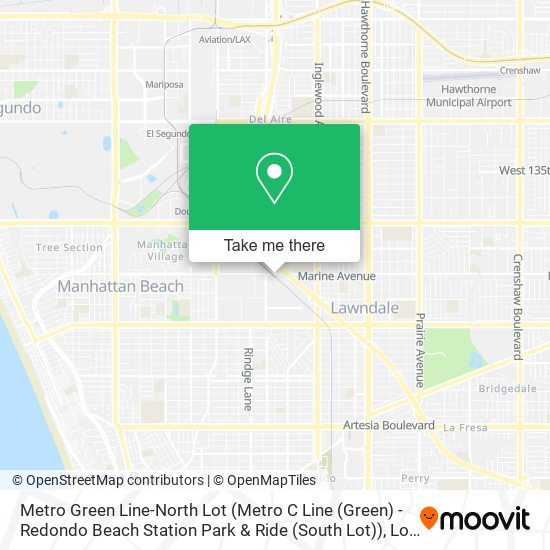 Mapa de Metro Green Line-North Lot (Metro C Line (Green) - Redondo Beach Station Park & Ride (South Lot))