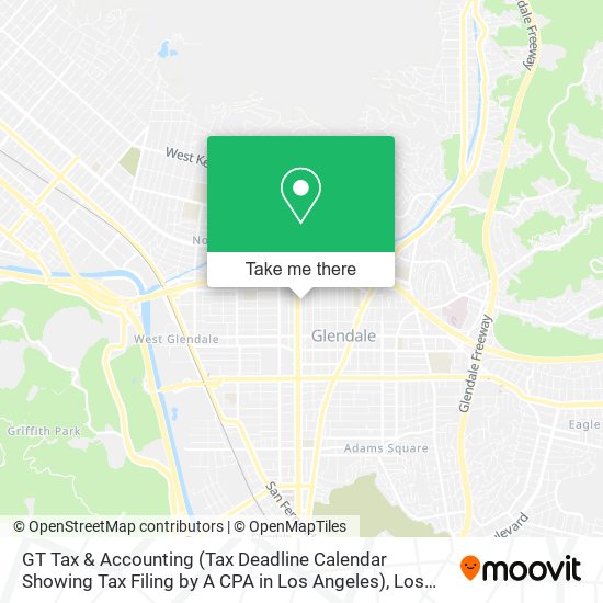 Mapa de GT Tax & Accounting (Tax Deadline Calendar Showing Tax Filing by A CPA in Los Angeles)