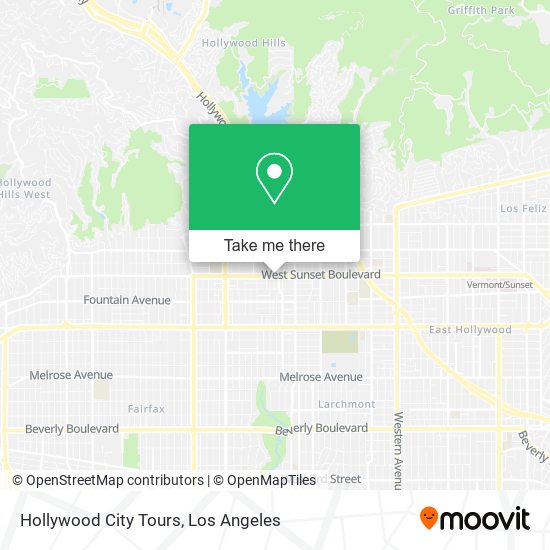 Hollywood City Tours map
