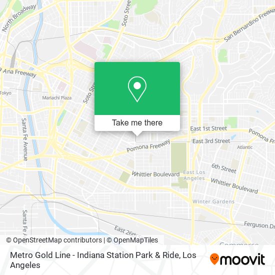 Mapa de Metro Gold Line - Indiana Station Park & Ride