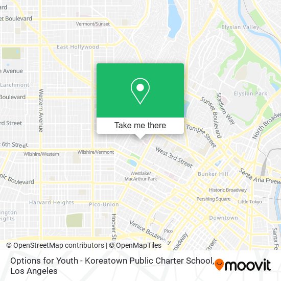 Mapa de Options for Youth - Koreatown Public Charter School