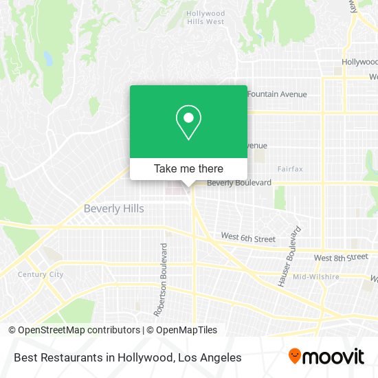 Mapa de Best Restaurants in Hollywood