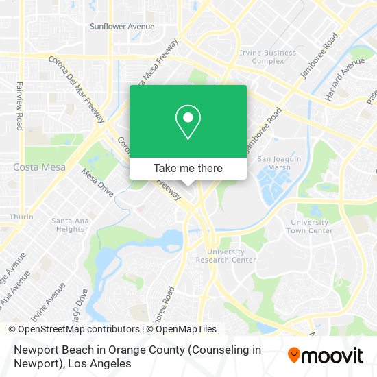 Mapa de Newport Beach in Orange County (Counseling in Newport)
