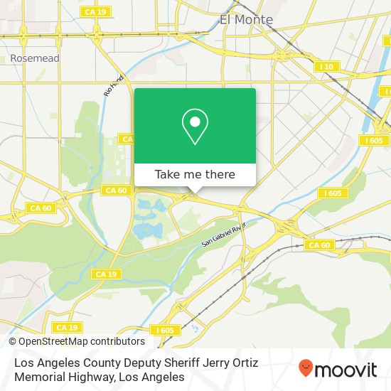 Mapa de Los Angeles County Deputy Sheriff Jerry Ortiz Memorial Highway