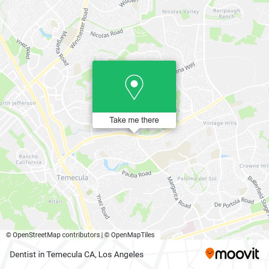 Dentist in Temecula CA map
