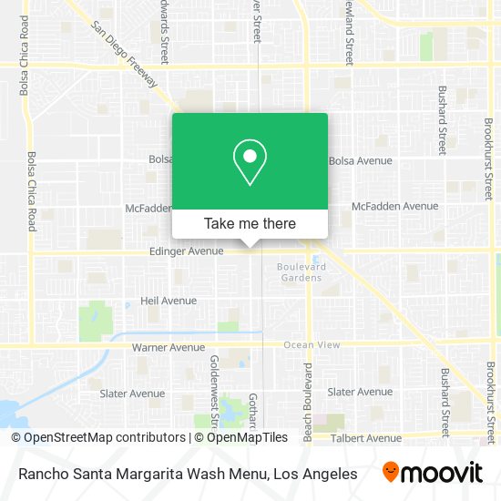 Rancho Santa Margarita Wash Menu map