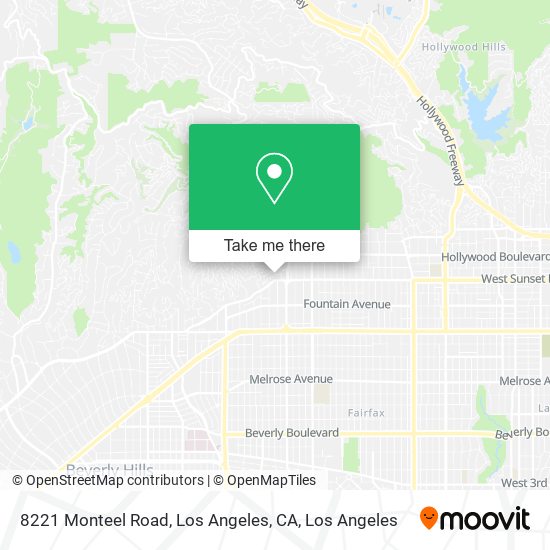 8221 Monteel Road, Los Angeles, CA map