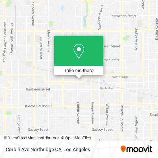 Corbin Ave Northridge CA map