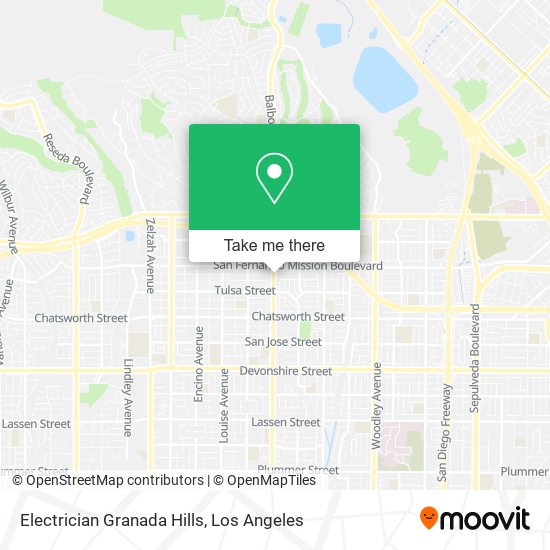 Electrician Granada Hills map