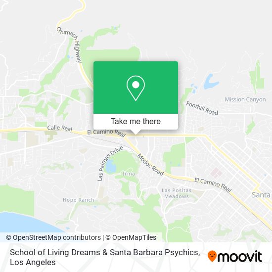 Mapa de School of Living Dreams & Santa Barbara Psychics