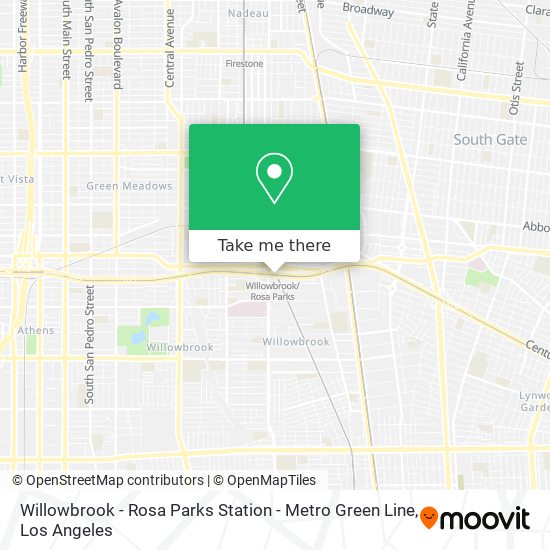 Mapa de Willowbrook - Rosa Parks Station - Metro Green Line