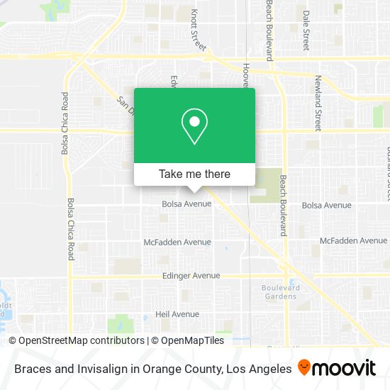 Braces and Invisalign in Orange County map