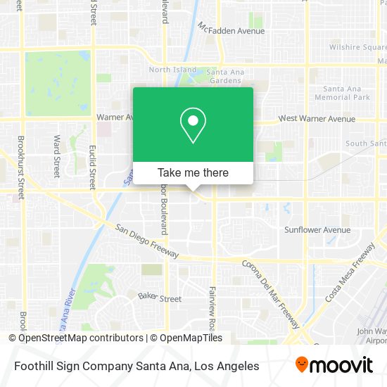 Foothill Sign Company Santa Ana map