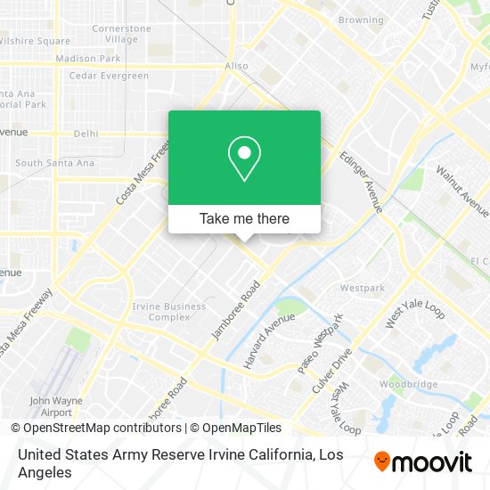 United States Army Reserve Irvine California map