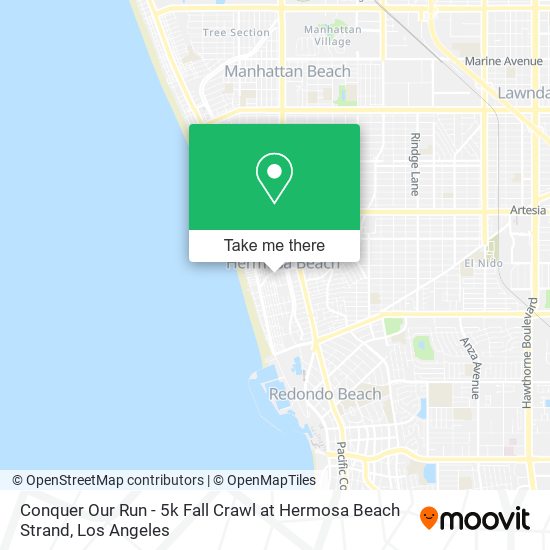 Conquer Our Run - 5k Fall Crawl at Hermosa Beach Strand map