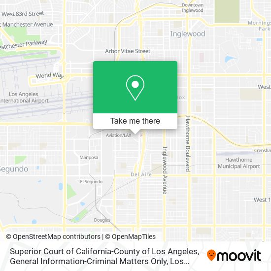 Mapa de Superior Court of California-County of Los Angeles, General Information-Criminal Matters Only