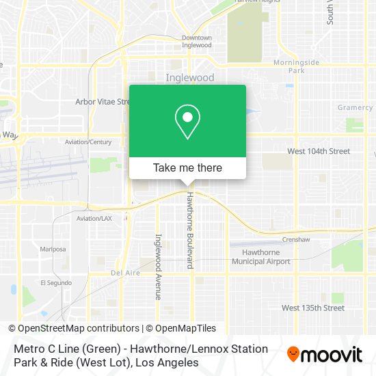 Mapa de Metro C Line (Green) - Hawthorne / Lennox Station Park & Ride (West Lot)