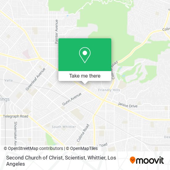 Second Church of Christ, Scientist, Whittier map