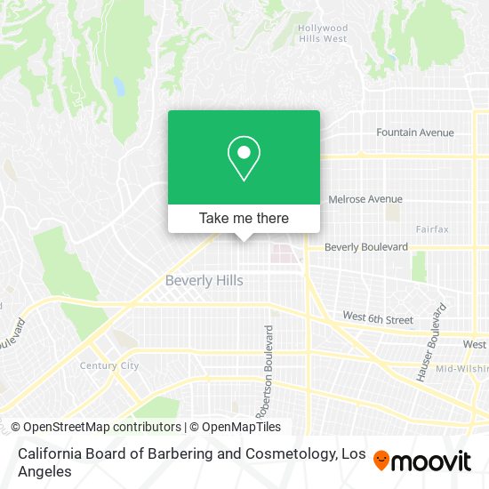 Mapa de California Board of Barbering and Cosmetology