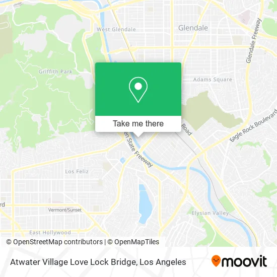 Atwater Village Love Lock Bridge map