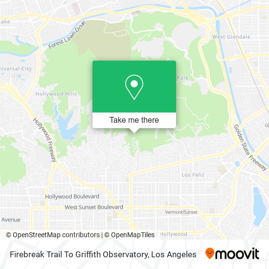 Firebreak Trail To Griffith Observatory map