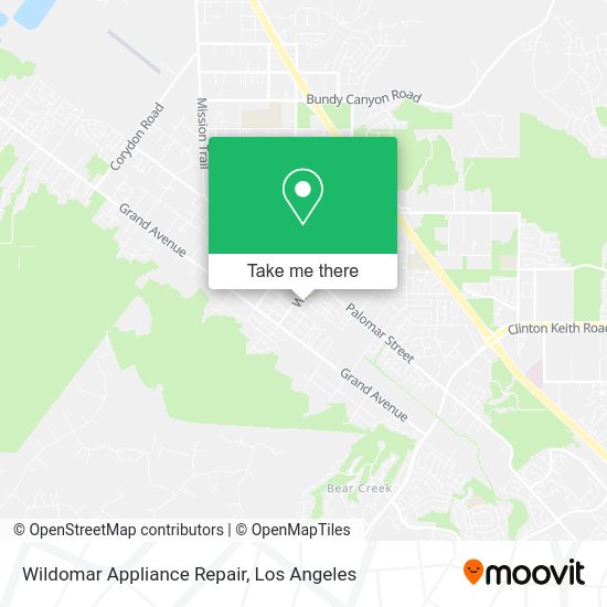 Mapa de Wildomar Appliance Repair