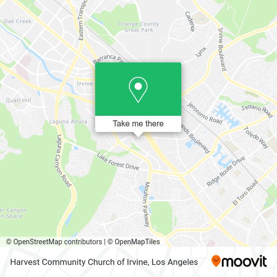 Harvest Community Church of Irvine map