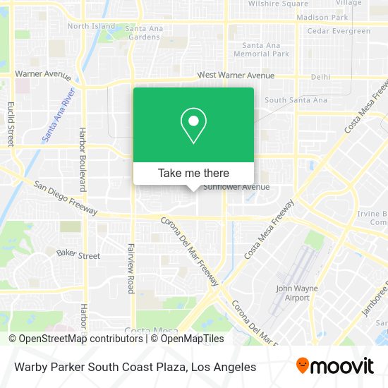 Mapa de Warby Parker South Coast Plaza