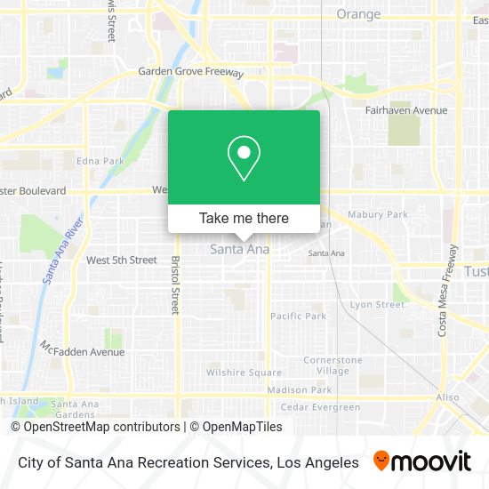 City of Santa Ana Recreation Services map