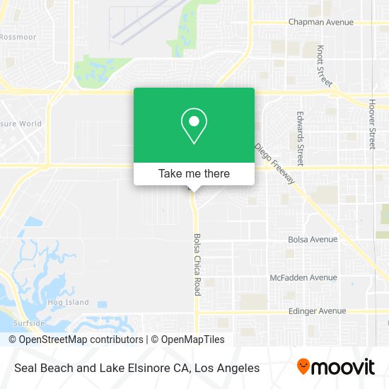 Seal Beach and Lake Elsinore CA map