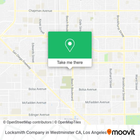 Locksmith Company in Westminster CA map