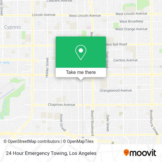 24 Hour Emergency Towing map