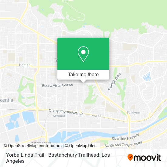 Mapa de Yorba Linda Trail - Bastanchury Trailhead