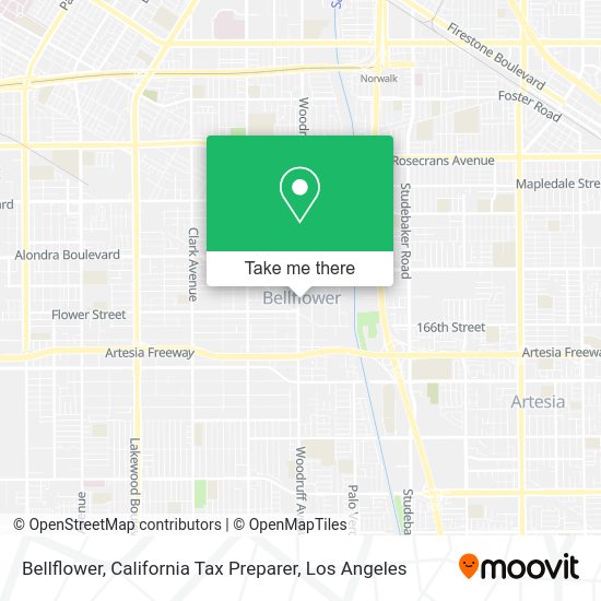 Bellflower, California Tax Preparer map