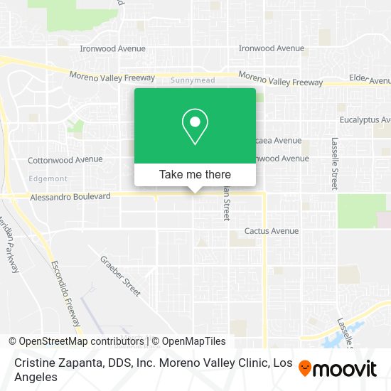 Cristine Zapanta, DDS, Inc. Moreno Valley Clinic map