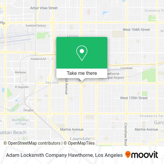 Adam Locksmith Company Hawthorne map