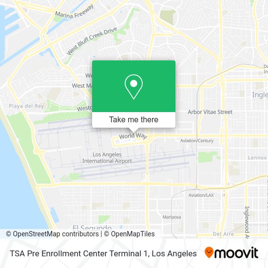 TSA Pre Enrollment Center Terminal 1 map