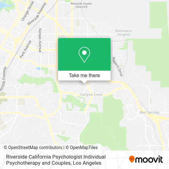 Riverside California Psychologist Individual Psychotherapy and Couples map