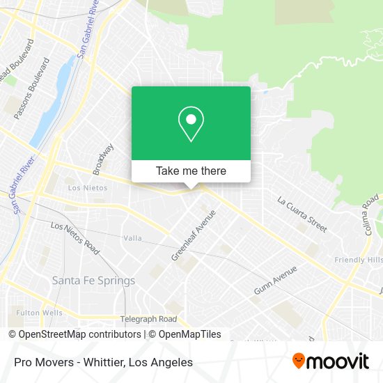 Pro Movers - Whittier map