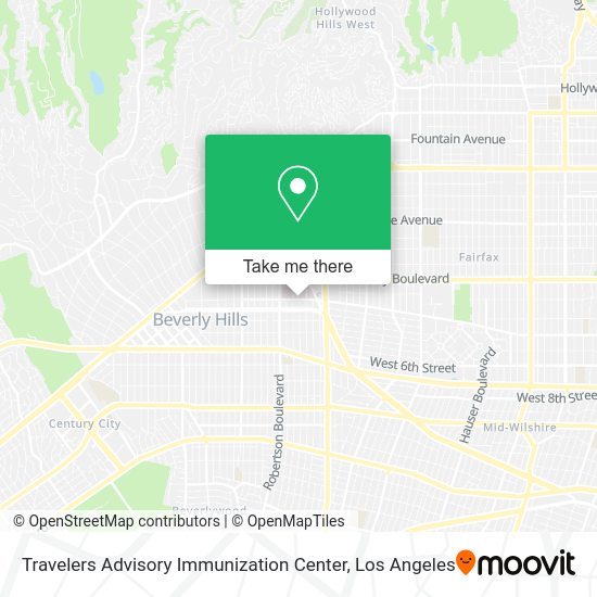 Travelers Advisory Immunization Center map